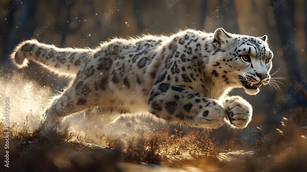 Fototapeta premium Dust Kicked Up by Running Leopard