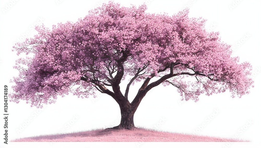 Naklejka premium Pink Cherry Blossom Tree Isolated