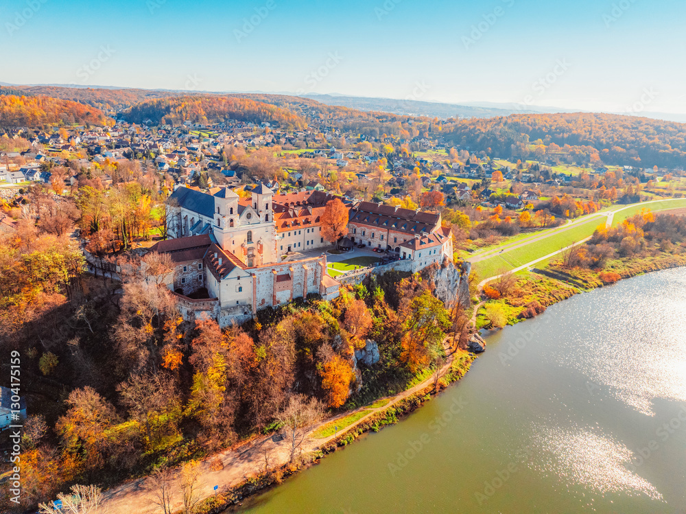 Obraz premium Benedictine abbey, monastery and church on the rocky cliff and Vistula river. Tyniec near Krakow, Poland.