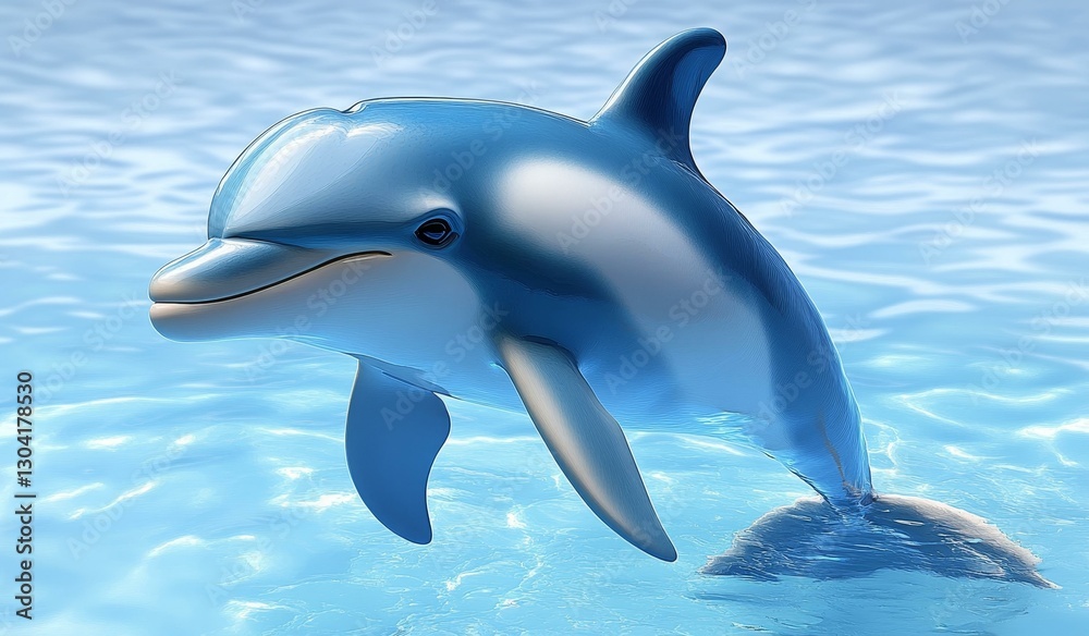 Fototapeta premium Dolphin in Blue Water Illustration