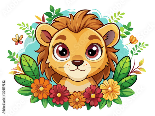 lion vector illustration cout baby