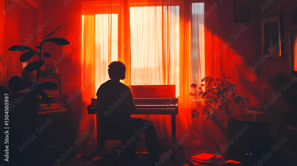 Fototapeta premium Lo-Fi music picture The background that goes well with the lo-fi music genre Generative AI 