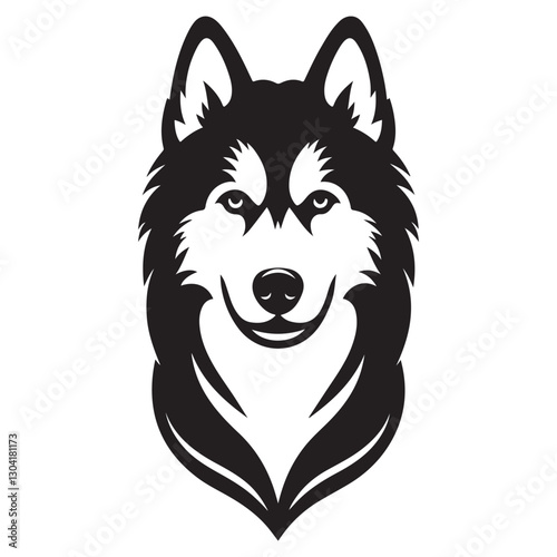 Majestic Husky Dog Vector Silhouette Illustration Loyal Canine Portrait photo