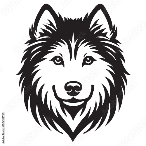 Husky dog head vector art for print and design