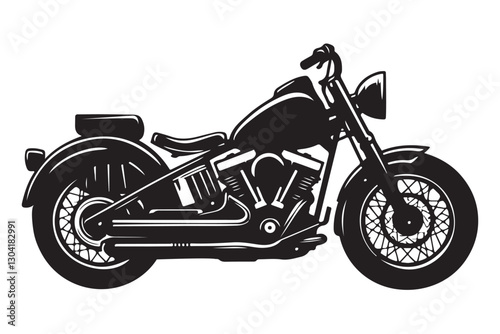 Classic Chopper Motorcycle Silhouette Vector Illustration for Biker Culture