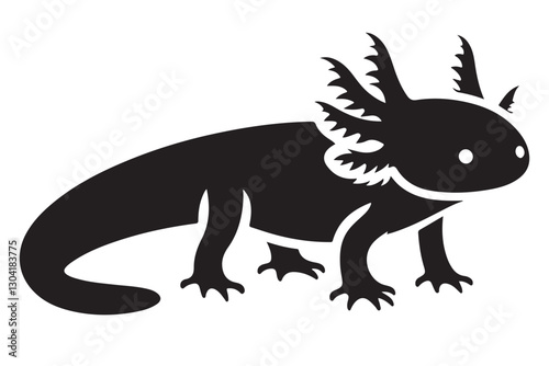 Axolotl Silhouette Illustration A Captivating Mexican Amphibian Design