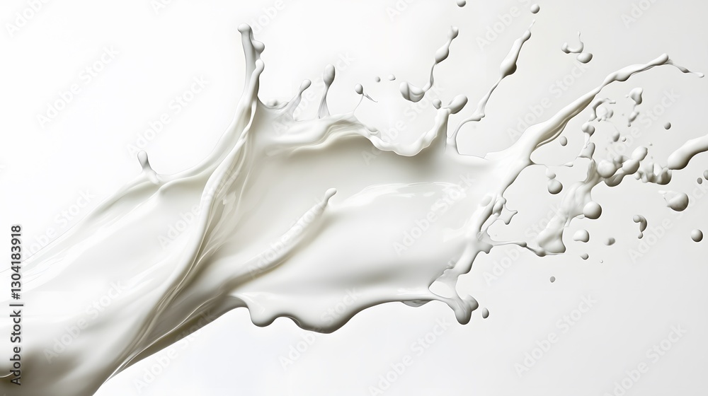 Vibrant white paint fluid flowing on a white background, creates a visual effect, generative AI