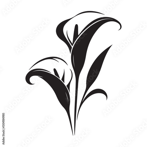 Elegant Calla Lily Silhouette Illustration for Floral Design and Decoration
