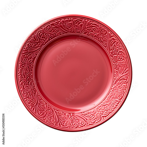 red plate isolated white and transparent background