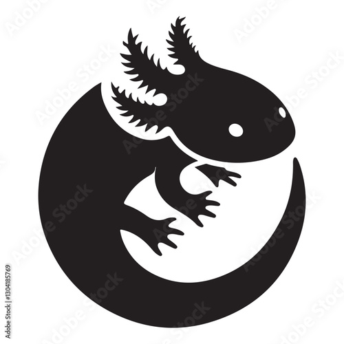 Axolotl Circle Silhouette Vector Illustration A Unique Aquatic Design