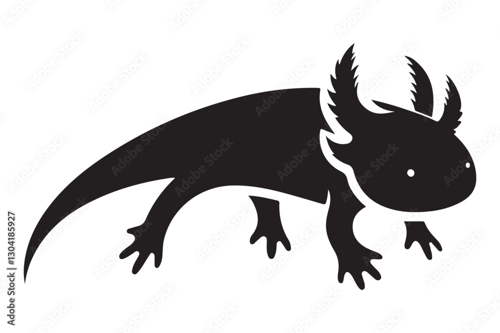 Unique Axolotl Silhouette Vector Illustration For Amphibian Art Projects Unique Axolotl Silhouette Vector Illustration For Amphibian Art Projects