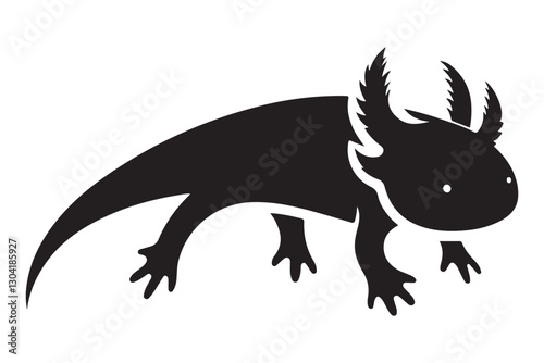 Unique Axolotl Silhouette Vector Illustration For Amphibian Art Projects