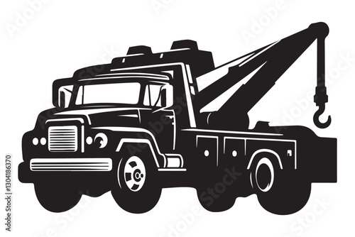 Powerful Tow Truck Silhouette Vector Illustration for Rescue and Recovery