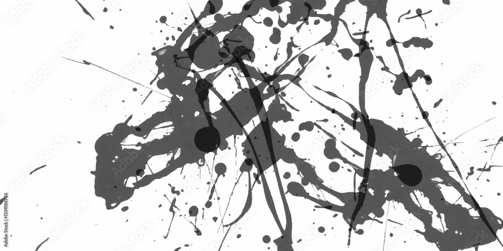 Naklejka premium Random splash of black paint masking shapes for manipulation purposes abstract black brush stroke. Dirty artistic design elements, Black inked splatter dirt stain splattered spray splash with drops.