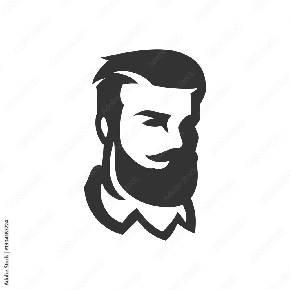 Barbershop brutal bearded man portrait hipster gentleman grooming service icon for logo vector illustration. Barber shop old fashioned male hairstyle hairdresser hair care mustache shaving salon Barbershop brutal bearded man portrait hipster gentleman grooming service icon for logo vector illustration. Barber shop old fashioned male hairstyle hairdresser hair care mustache shaving salon