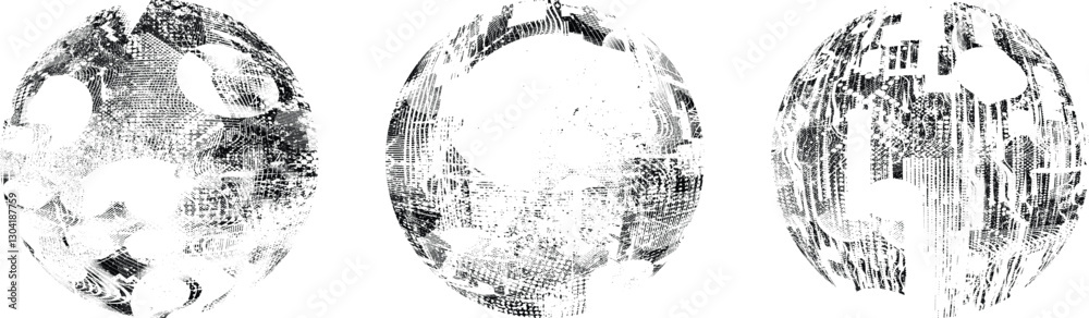 Grunge sphere Collection. Grunge Circles. Banners, Insignias , stamps, spheres, Labels and Badges Set . vector distress textures. Bundle blank circle textured shapes, globes, balls and stamps