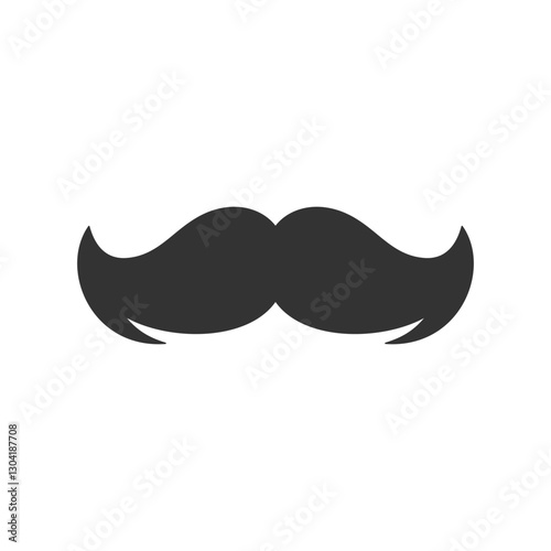 Curved mustache barbershop gentleman grooming service minimalist icon for logo vector illustration. Barber shop shaving hair care hipster old fashioned vintage monochrome black badge