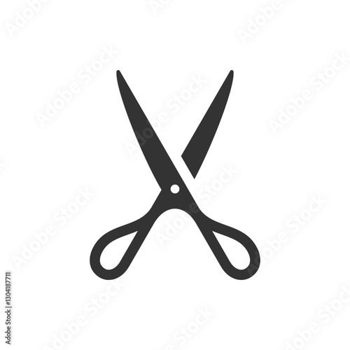 Open scissors coiffure hair cutting hairstyle hairdresser barbershop icon for logo vector illustration. Sharp chopping equipment for hairdo grooming service beauty salon minimalist badge