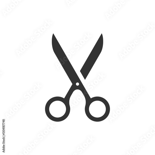 Scissors barbershop coiffure hairdresser hairstyle minimalist icon for logo vector illustration. Sharp razor metallic equipment for hair cutting beauty salon barber shop monochrome badge
