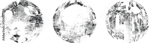 Grunge sphere Collection. Grunge Circles. Banners, Insignias , stamps, spheres, Labels and Badges Set . vector distress textures. Bundle blank circle textured shapes, globes, balls and stamps