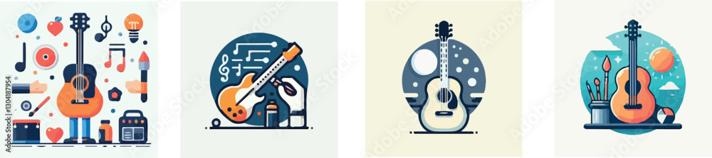 Naklejka premium set of guitar vector