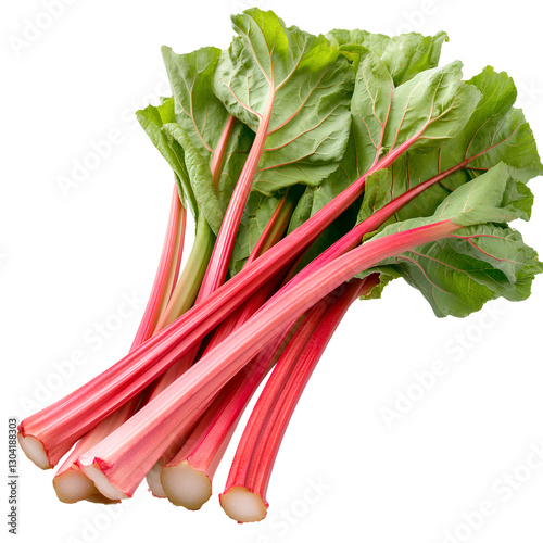 A bunch of rhubarb isolated on a transparent background,