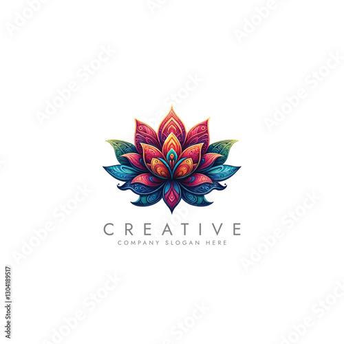 Abstract lotus logo vector design, lotus logo design template, flower logo,  Stylized lotus flower icon design 