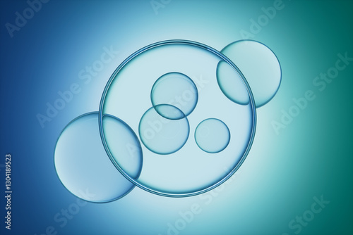 3d rendering glass background in blue color
