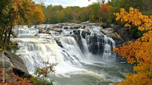 Autumn Waterfall Scenic Beauty