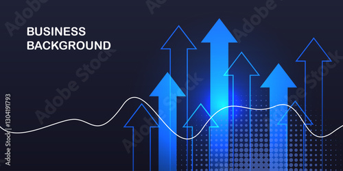 Modern blue creative economy investment report chart arrow up illustration background