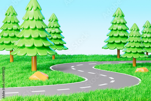 3d rendering travel outside road