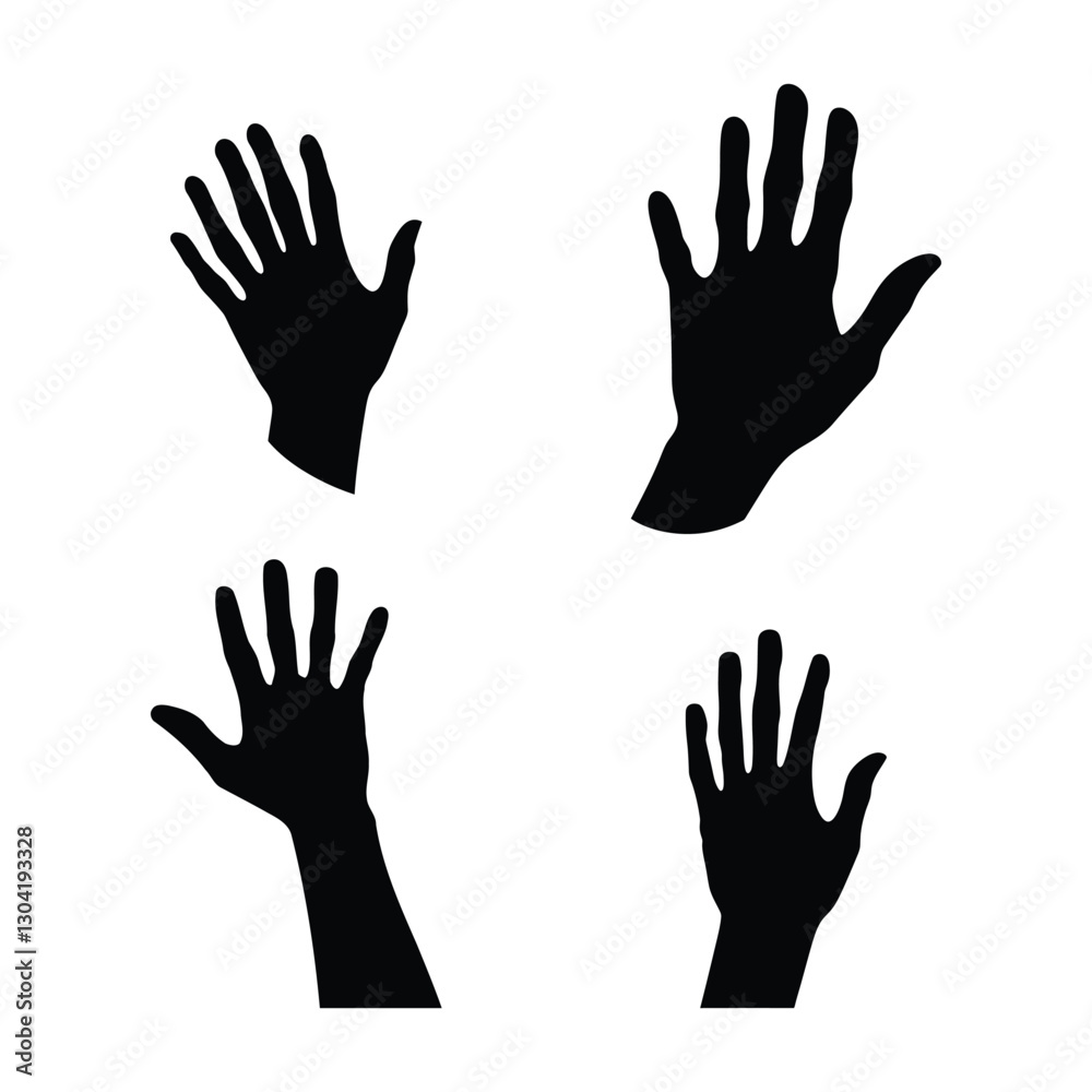 Human Hands symbol vector silhouette flat style Human Hands symbol vector silhouette flat style