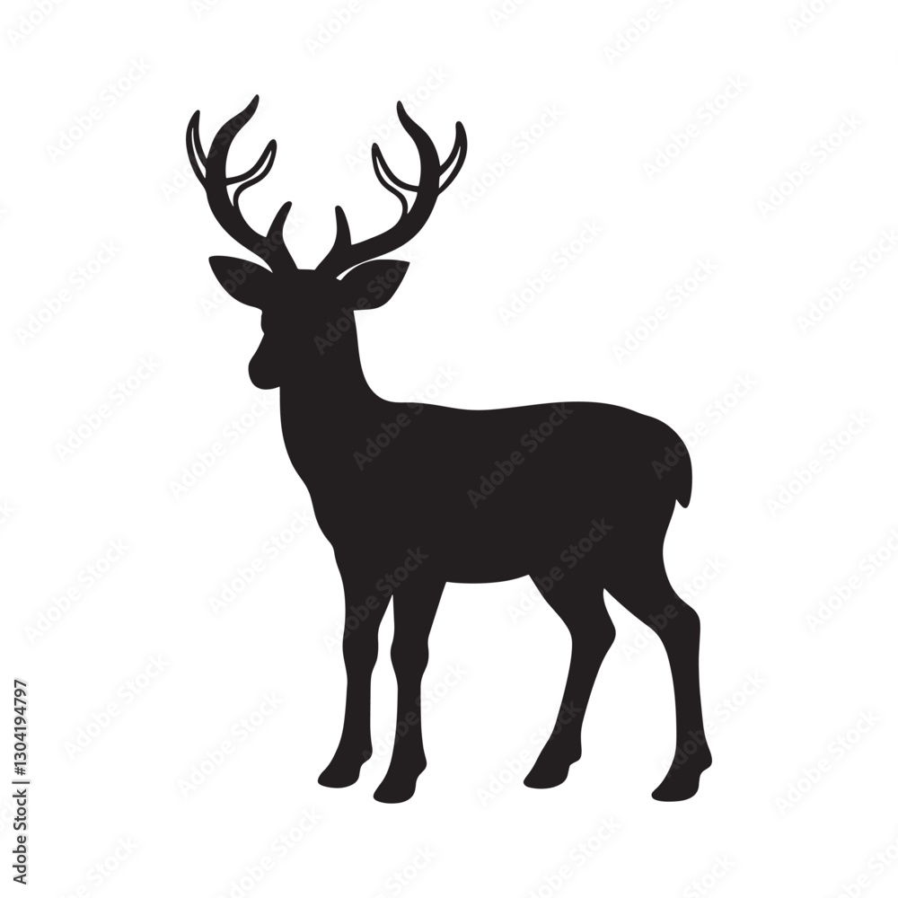 vector icon of a deer. White background with an isolated deer silhouette. Illustration in Vector, Silhouette of the Pair Deer. Flat style, can use for Logo Gram, Emblem, Animal Illustration vector icon of a deer. White background with an isolated deer silhouette. Illustration in Vector, Silhouette of the Pair Deer. Flat style, can use for Logo Gram, Emblem, Animal Illustration
