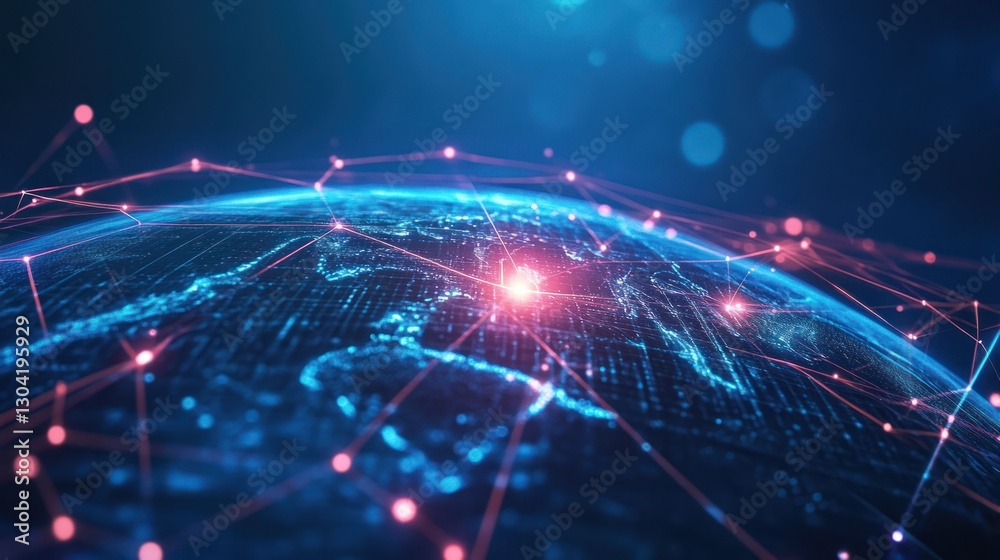 Obraz premium Global Network Connections: A Digital World Map