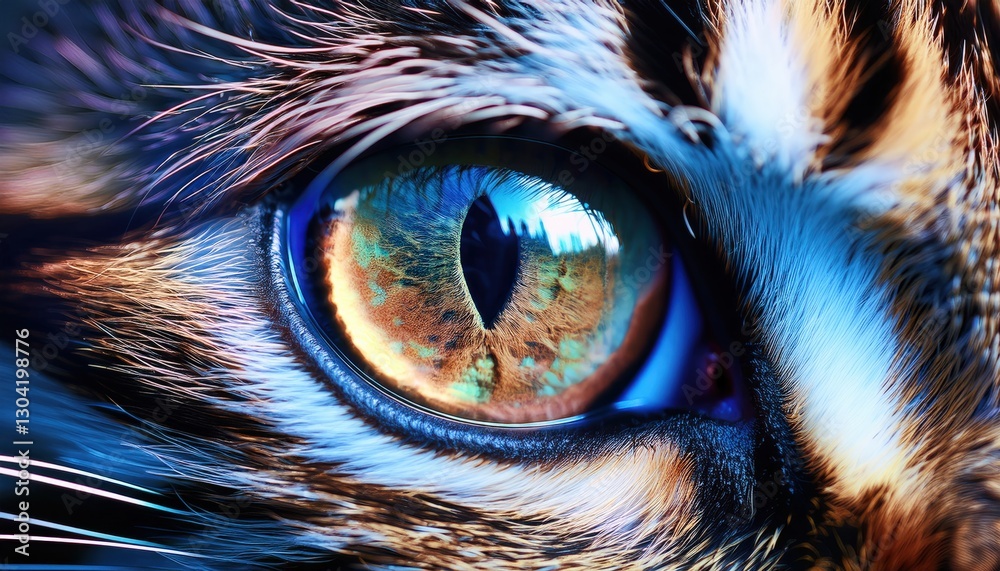 Ultra-macro shot of a cat’s eye, capturing the reflective depth and intricate patterns in the iris with vivid, mesmerizing detail.
Ultra-macro shot of a cat’s eye, capturing the reflective depth and intricate patterns in the iris with vivid, mesmerizing detail.