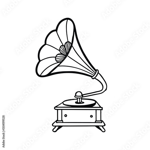 gramophone isolated on white background coloring book