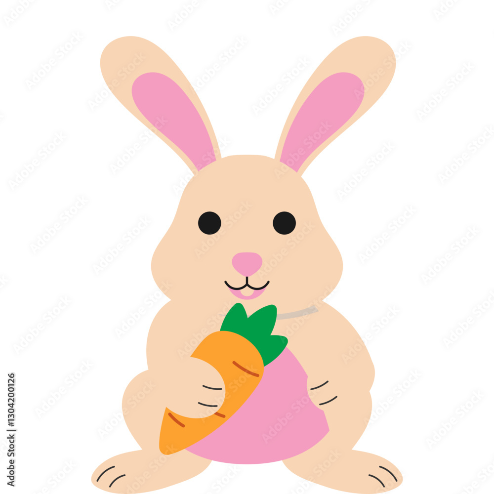 Fototapeta premium Easter Bunny Hugging Carrot Illustration