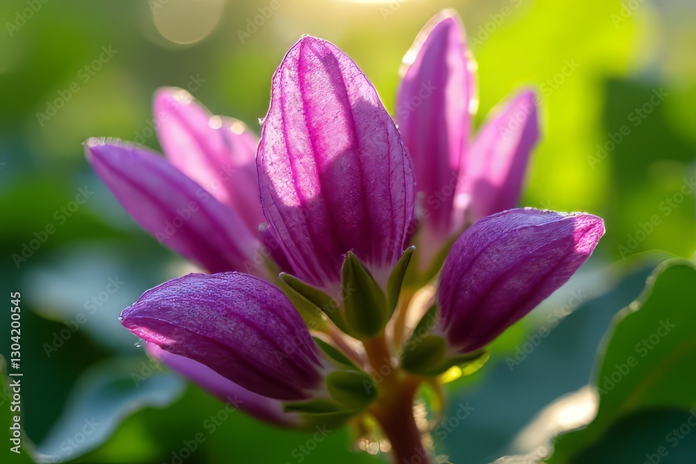 Close-up of a Beautiful Purple Flower Bud in Sunlight Close-up of a Beautiful Purple Flower Bud in Sunlight