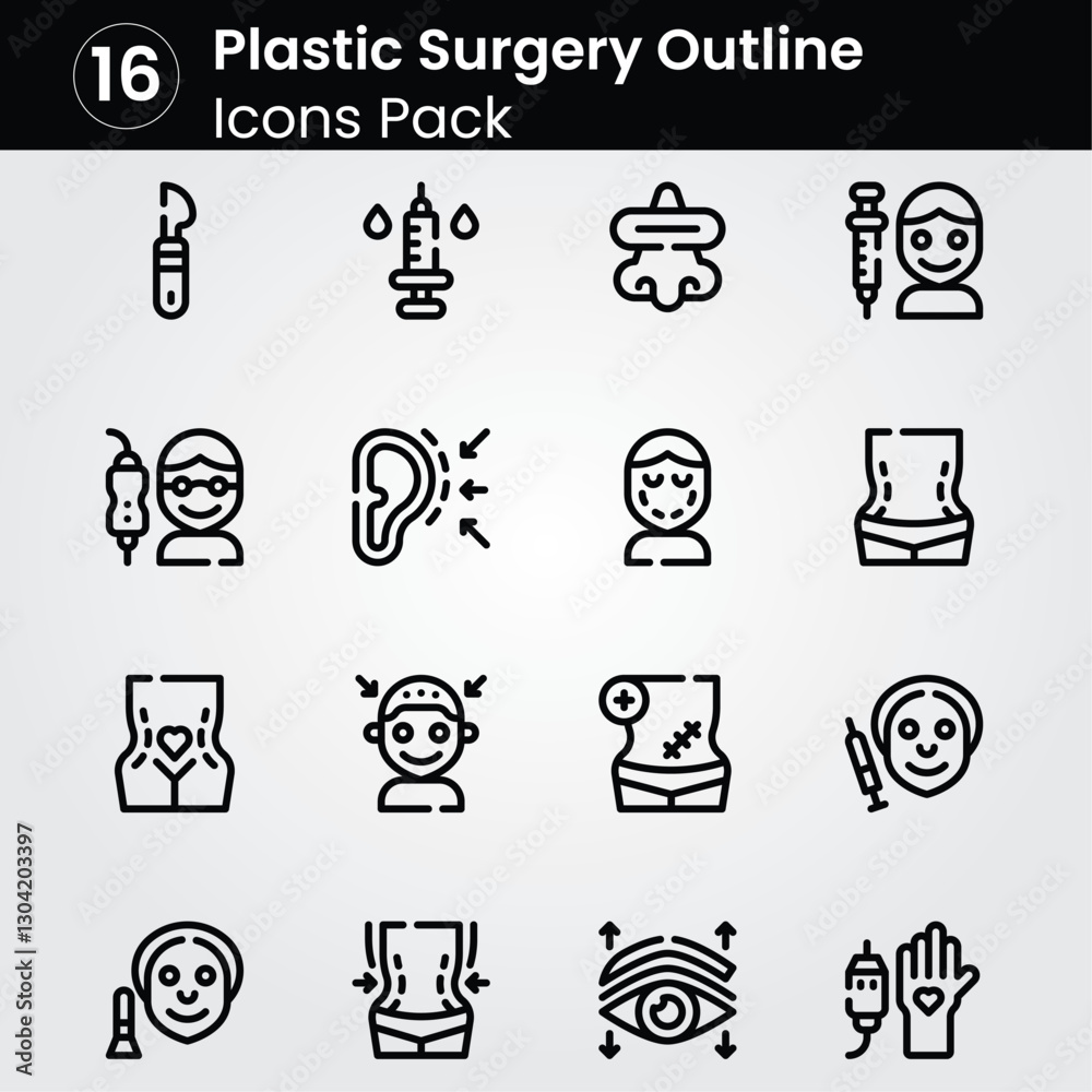 Fototapeta premium Plastic Surgery line editable icon set. Editable stroke. Vector illustration.