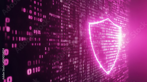 Glowing Binary Shield Against Digital Threats