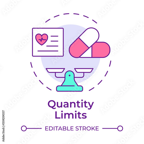 Quantity limits multi color concept icon. Restrict amount of medication. Component of utilization management. Round shape line illustration. Abstract idea. Graphic design. Easy to use in brochure