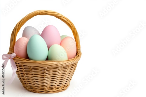 Wallpaper Mural Pastel Easter Eggs in a Wicker Basket on White Background Torontodigital.ca