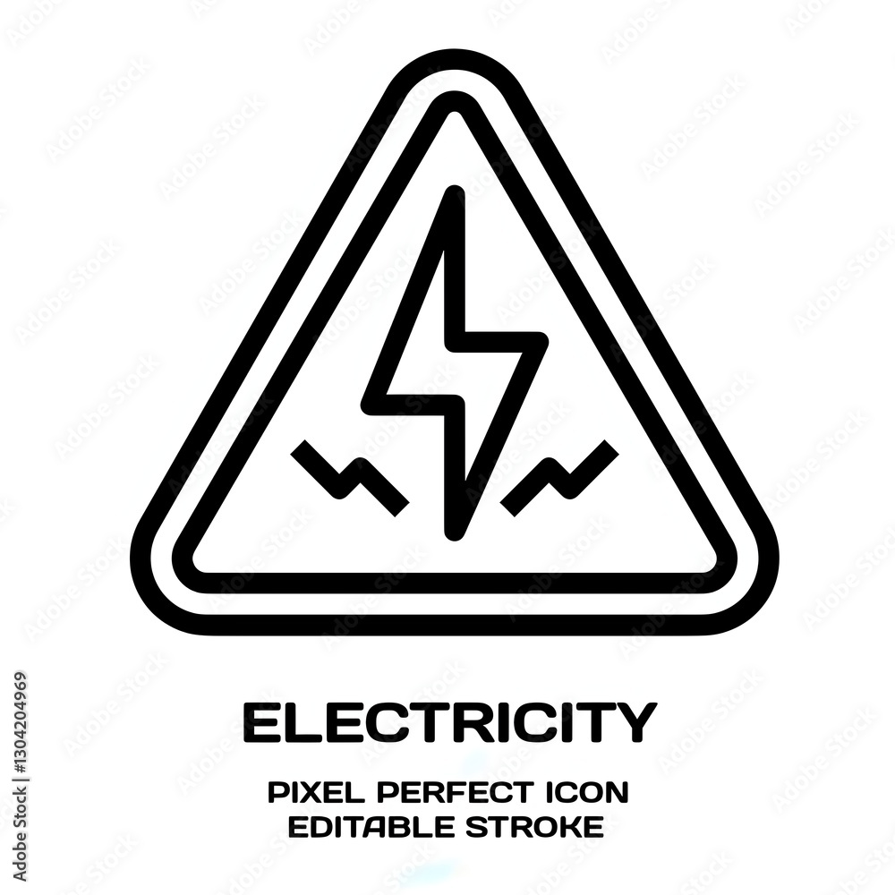 Electricity symbol, featuring an editable stroke outline icon isolated on white background flat vector illustration. Pixel perfect Electricity symbol, featuring an editable stroke outline icon isolated on white background flat vector illustration. Pixel perfect