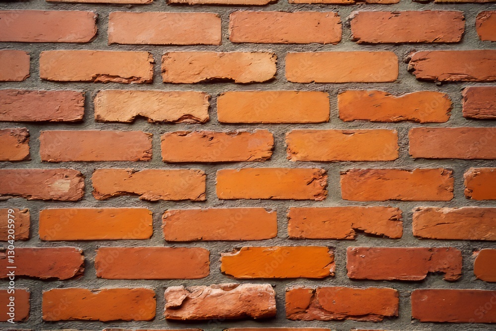 Fototapeta premium Close Up View of Rustic Orange Brick Wall Texture