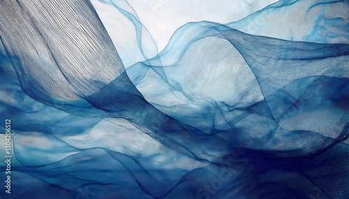 Wallpaper Mural ethereal blue waves of abstract fluid motion, delicate flowing textures resembling fabric for background and design Torontodigital.ca