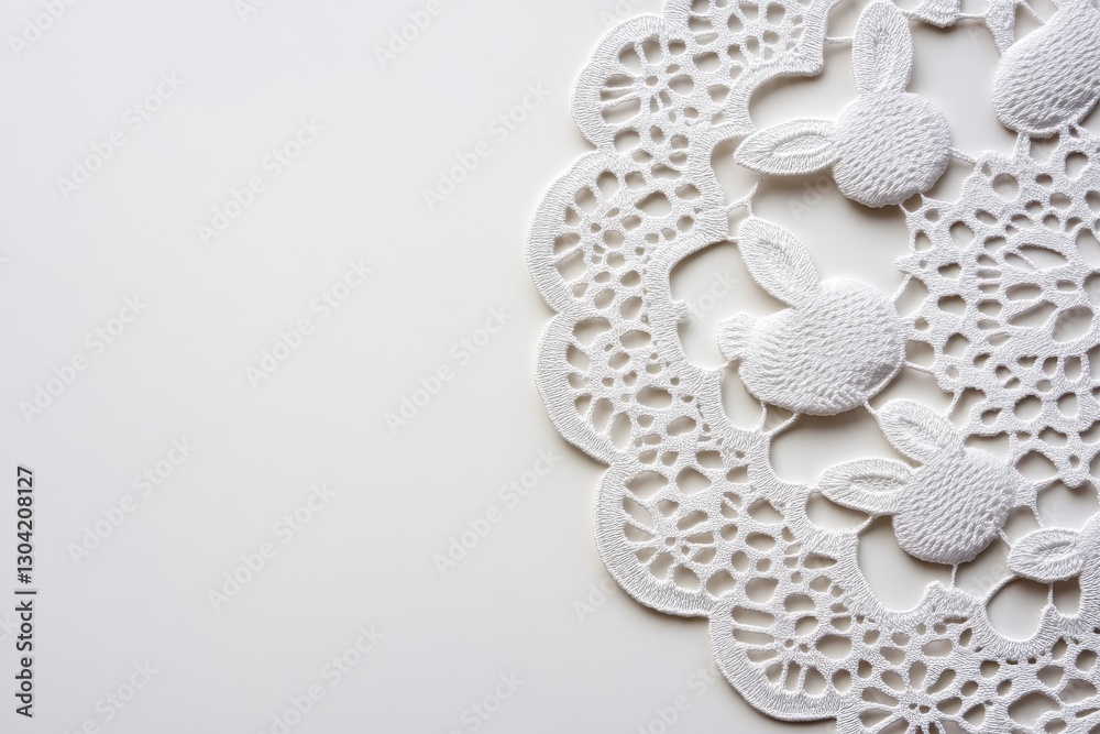 Obraz premium White Crochet Lace Doily on White Background