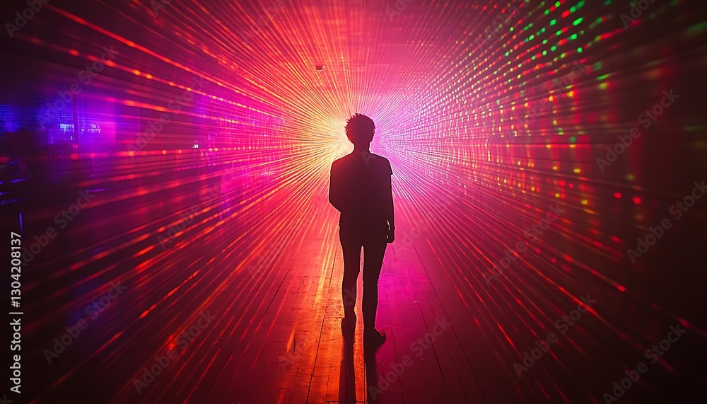 Figure in light tunnel abstract Figure in light tunnel abstract