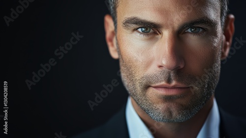 Confident mature male with intense gaze in professional attire