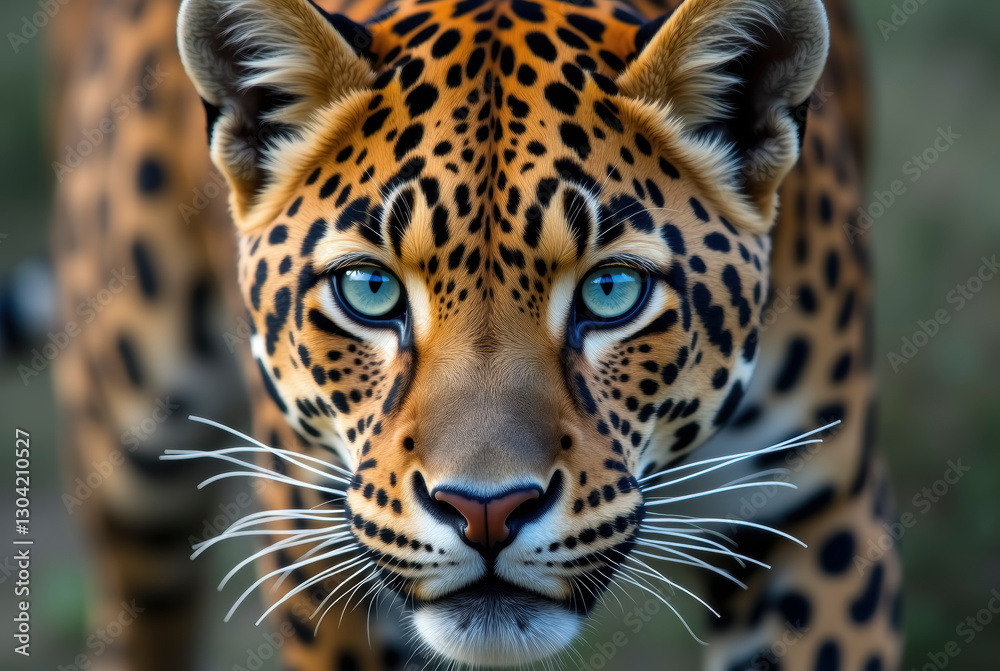 Obraz premium A focused leopard in a savanna setting