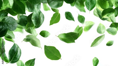 Falling Green Leaves Nature Background